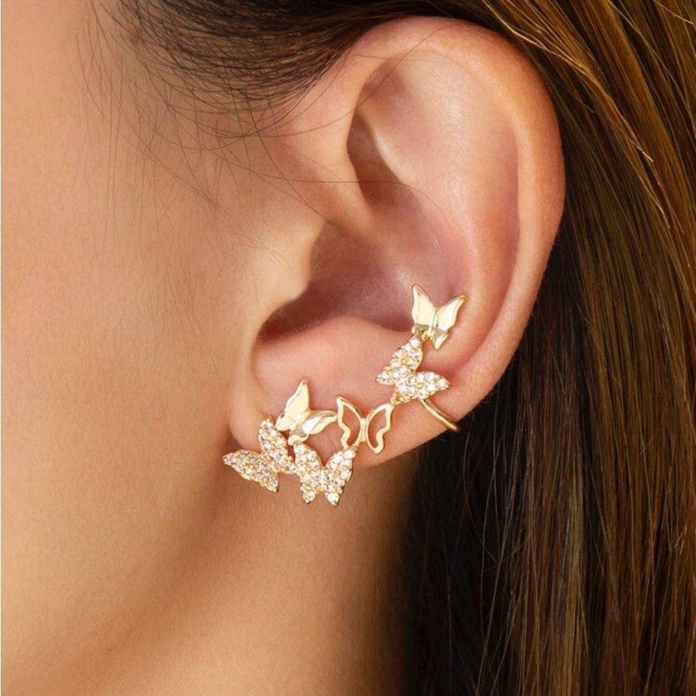 Rhinestone Butterfly Ear Crawler, Rhinestone Butterfly Ear Cuff